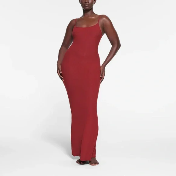 knee length dresses for ladies Skims Long Sleeve Lounge Slip – Rent with Iz main image 0